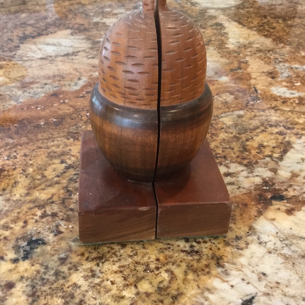 Solid wood acorn book ends